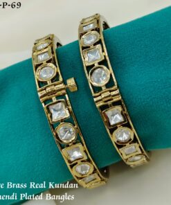 Traditional Mehandi Kundan Brass Plated Bangles