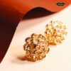 Handcrafted Royal Kundan Floral Stud Earrings with gold-tone finish and intricate floral design, perfect for bridal and festive occasions.