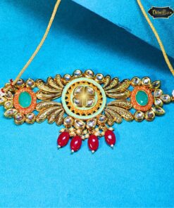Royal Kundan Choker Necklace – With Side Stones & Danglers