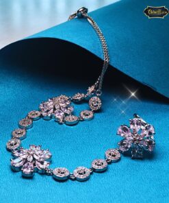 Elegant Haath Phool Bracelet Ring Combo with flower design, featuring delicate chains and traditional charm for festive and bridal wear.