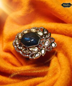 Imperial Starlight Kundan Ring featuring radiant Kundan stones arranged in a celestial star pattern, set in polished metal for elegant traditional and modern style
