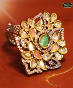 Majestic Bloom Ring with Tear-Drop Gems featuring teardrop-shaped stones in a floral cluster, ideal for bridal, festive, or statement wear.