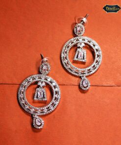 Sparkling Crystal Orbit Drop Earrings featuring elegant crystal drops with a sleek, celestial-inspired design.