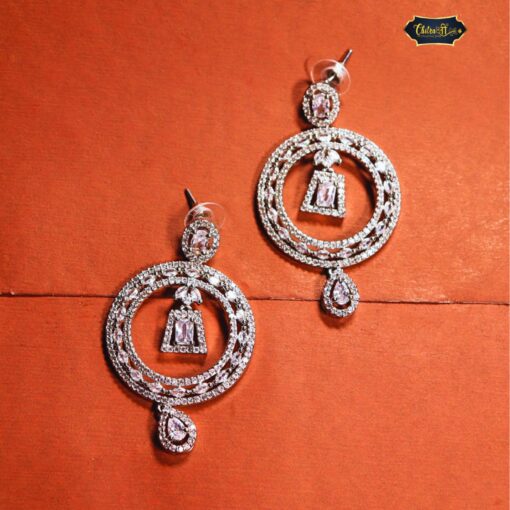 Sparkling Crystal Orbit Drop Earrings featuring elegant crystal drops with a sleek, celestial-inspired design.