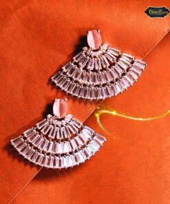 Elegant Crystal Orbit Drop Earrings with sparkling crystals in a graceful drop design, reflecting light beautifully.