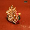 Peacock Kundan Adjustable Ring with intricate detailing and colorful enamel work—ideal for festive and bridal ethnic wear.
