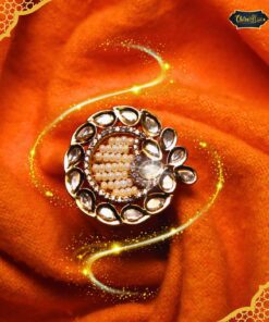 Golden Glow Pearl Ring with radiant central pearl in a smooth golden setting, handcrafted for timeless elegance and refined feminine style