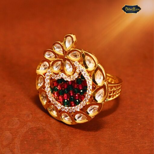 Luxury Floral Bloom Ring with clear stones and detailed floral pattern—elegant, adjustable ring for formal, festive, or bridal styling.