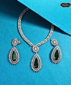 Emerald Charm Necklace set- Party Wear Stone Jewellery for women