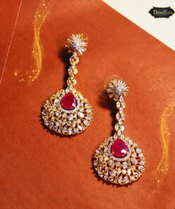 Elegant Royal Ruby Blossom Chandeliers with ruby-colored crystals and floral drop design for a bold, romantic statement.