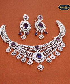 Royal Moonlight Necklace Set featuring deep blue tones and luxe stonework jewellery with matching earrings for a refined, elegant look.