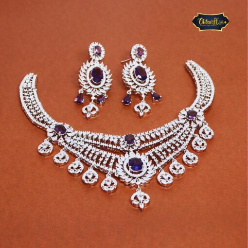 Royal Moonlight Necklace Set featuring deep blue tones and luxe stonework jewellery with matching earrings for a refined, elegant look.
