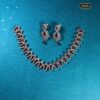 Statement red stone choker with matching earrings featuring bold red gemstones and intricate detailing, ideal for Indian weddings and festive wear.