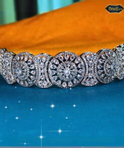 Royal Sunburst Diamond Choker with circular motif design, featuring radiant diamonds and elegant craftsmanship—perfect for bridal and festive occasions.