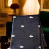 Navy Blue Banaras Katan Silk Saree with Silver Zari Buta Motifs, Handloom-Woven