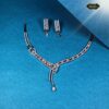 Stylish Linear Diamond Necklace Set with a delicate chain and sleek drop pendant, perfect for elegant, minimalist styling at weddings, parties, or formal events.