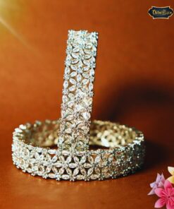 Floral Majesty Diamond Look Bracelet featuring floral patterns and shimmering stones for a sophisticated and modern look.