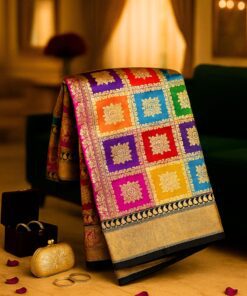 Royal Mosaic Banarasi Saree in pure silk featuring detailed handloom mosaic patterns and traditional Banaras craftsmanship