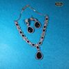 Navy Blue Crystal Jewelry Set featuring teardrop necklace and matching earrings for bridal and evening wear