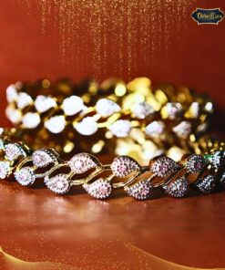 Golden Gleam Pink Bangle with classic gold finish and pink enamel, combining traditional design with modern sophistication.