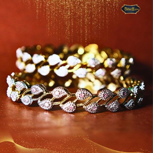 Golden Gleam Pink Bangle with classic gold finish and pink enamel, combining traditional design with modern sophistication.