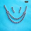 Royal Blue Stone Necklace Set with double chain and drop earrings