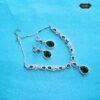 Royal Green Emerald Necklace Set with teardrop choker and matching earrings for women