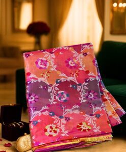 Heritage Banaras Katan Silk Saree featuring pure silk fabric, handloom weaving, and traditional Banarasi motifs inspired by timeless heritage art